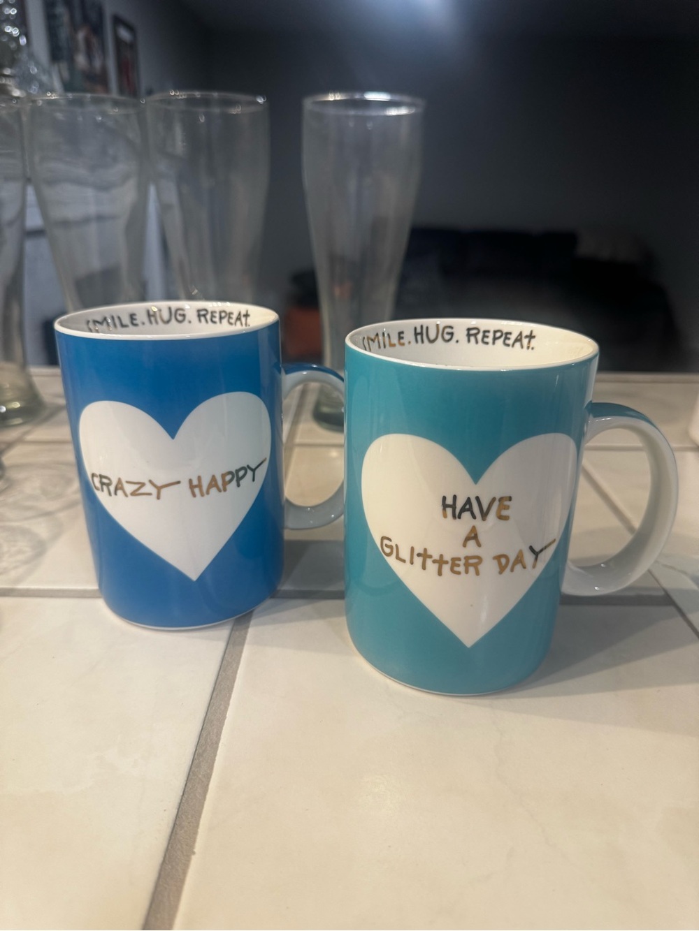 Trolls Blue & Teal Heart Ceramic Mug Set - Positive Message